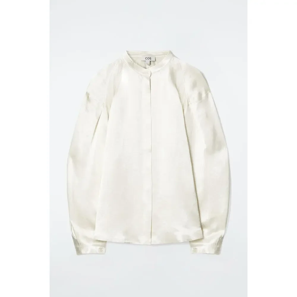 COS Relaxed Pleated-detail Satin Shirt - 44 - Champagne - Picture 1 of 6